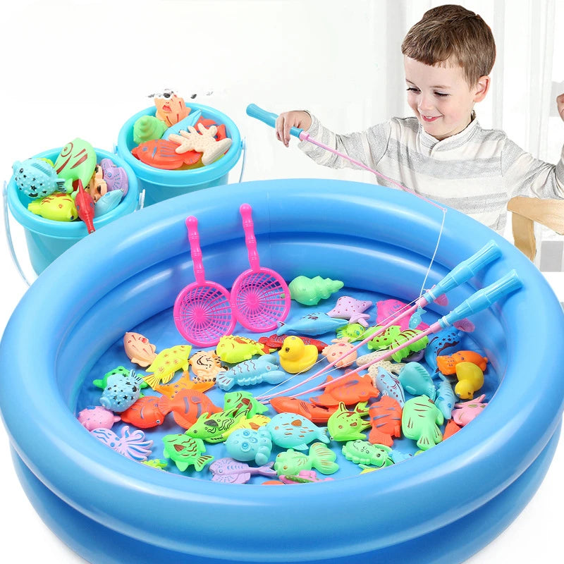Magnetic Fishing Toy Pool for Boys and Girls, Fun Game for Playing Home, Summer Puzzle Square Night Market Stall Set Zpaxo