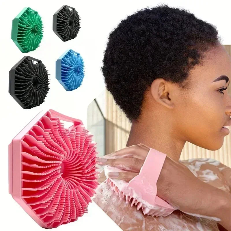 New Polygonal Silicone Shower Brush Handheld Skin Cleaning Scalp Massage ExfoliatingBath Brushes Body Scrubber Bathroom Products Zpaxo