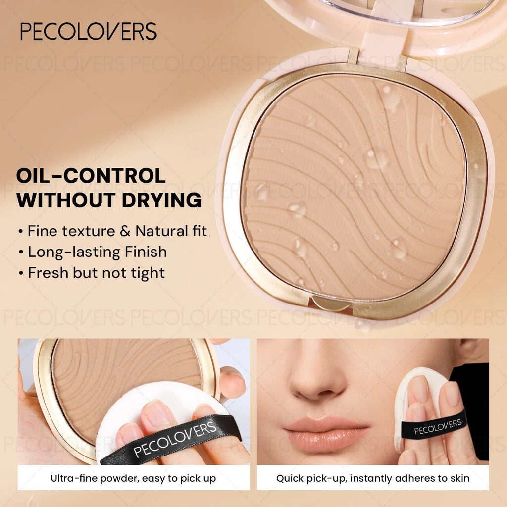 Pressed Powder Foundation, Waterproof, Matte Finish, Full Coverage, Non-Sticky, for All Skin Types, Light to Medium Tone Zpaxo