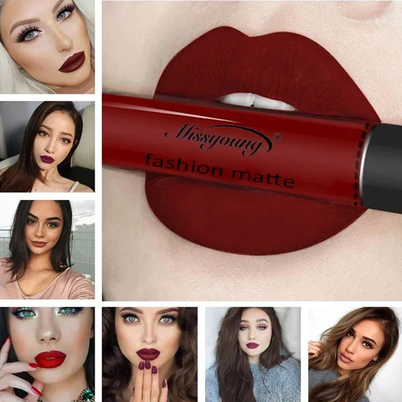 Makeup Lipstick Matte Brown Nude Chocolate Liquid Lip Gloss Batom Zpaxo