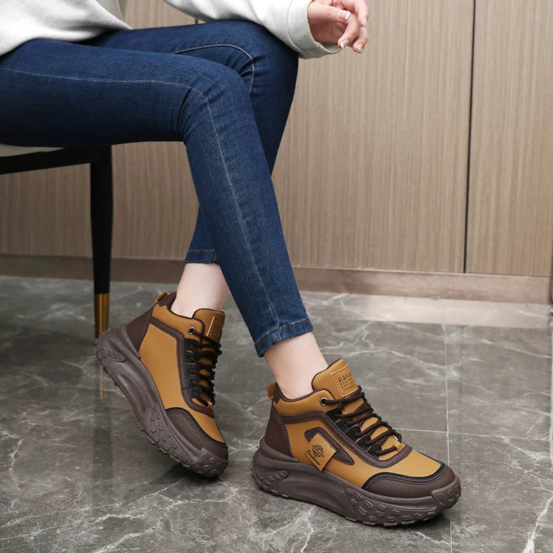 Sneakers Women Fashion Thick Soled Running Shoes Ladies Lace Up Zpaxo