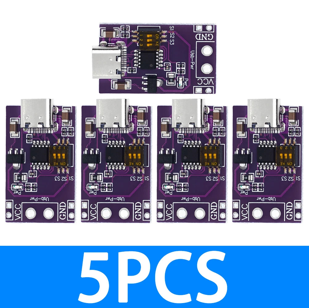 Type-C QC AFC PD2.0 PD3.0 To DC Spoof Scam Fast Charge Trigger Polling Detector USB-PD Notebook Power Supply Change Board Module Zpaxo 5PCS