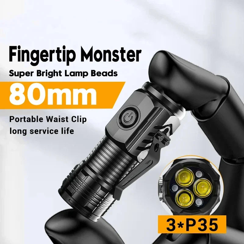 KDULIT Mini Rechargeable LED Flashlight | Pen Clip & Magnet
