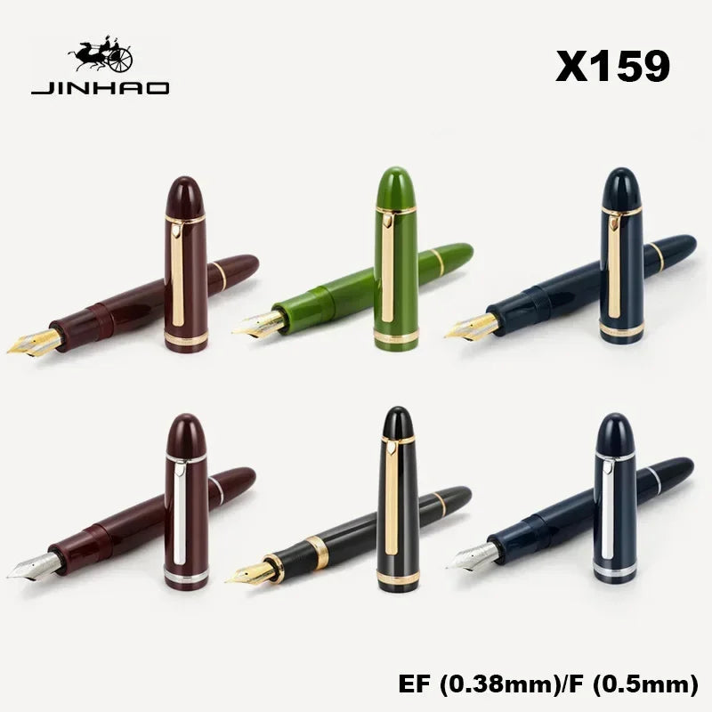 1 PCS Jinhao X159 Classic Design Acrylic Big Size Golden / Silver Clip Writing Calligraphy Fountain Pen With Converter Zpaxo