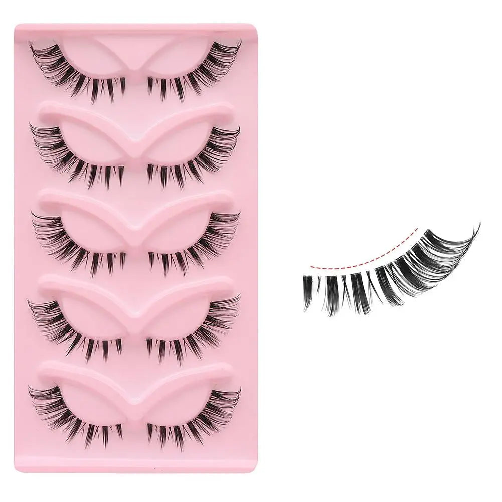 5Pairs Soft Natural Lashes Faux Mink Wispy Mink Eyelashes Extension Makeup Winged Fluffy Thick Lashes Cat Eye False Lashes Zpaxo A