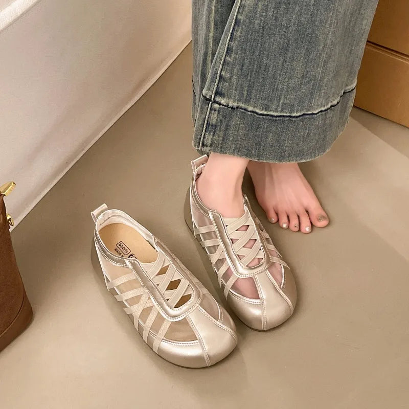 Women's Comfortable Breathable Solid Heel Shoes Women Casual Vintage Zpaxo champagne 36