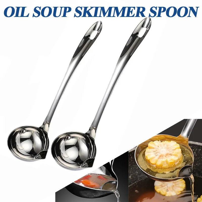 Stainless Steel Colander Spoon Soup Colander Kitchen Gravy Oil Soup Fat Separator Yogurt Oil Skimmer Spoon Kitchen Accessories Zpaxo