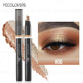 Glitter Double Color Eyeshadow Stick Metallic Gradient Waterproof Two Tone Long Lasting Shimmer Shadow Pen 2 in 1 Eye Makeup Zpaxo 06