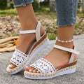 Sandals Women Braided Knot Button Ankle Strap Wedge Sandals Linen Wedge Summer Elegant Heel Platform Women's Shoes Zpaxo 43 Beige