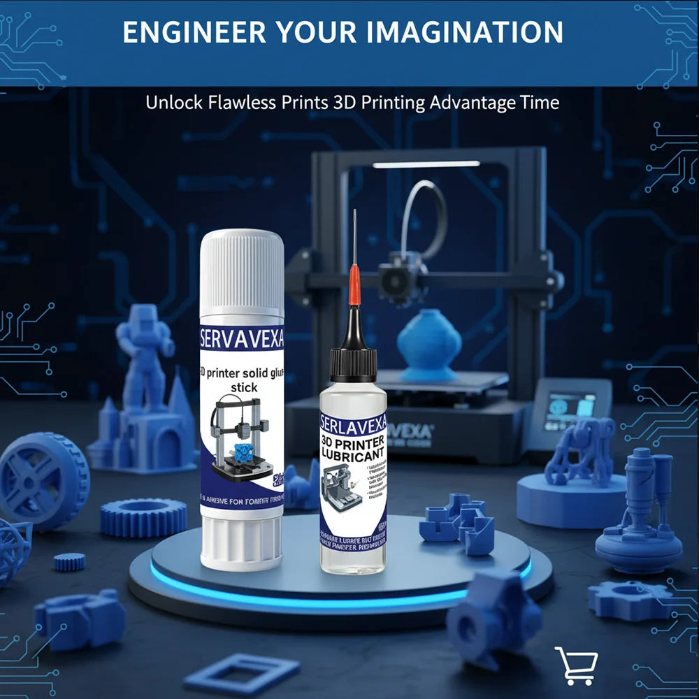 3D Printer Maintenance Kit: Washable Bed Adhesion Glue Stick & PTFE Lubricating Oil. Anti-Warp & Noise Reduction Accessories. Zpaxo