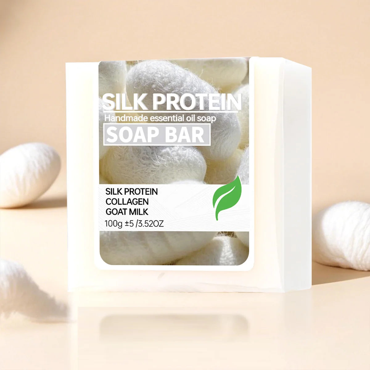 100G silk protein brushed handmade soap, suitable for washing face and bathing all over the body, moisturizes and nourishes the Zpaxo