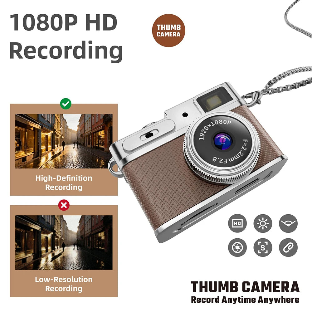G1 Mini Thumb Camera With Screen Camera 1080P Video Portable Travel Vlog Camera Supports SD Card for Kids Keychain Cam 2026 NEW Zpaxo