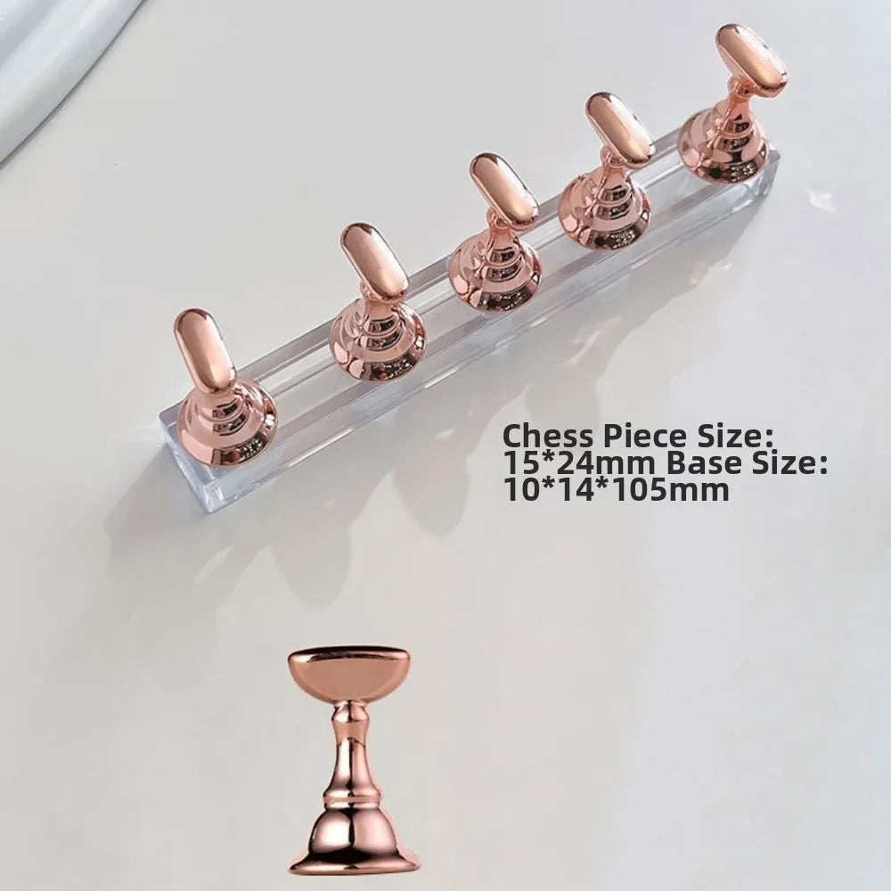 Multi-color Magnetic Nail Art Holder Reusable DIY False Tip Practice Zpaxo Champagne