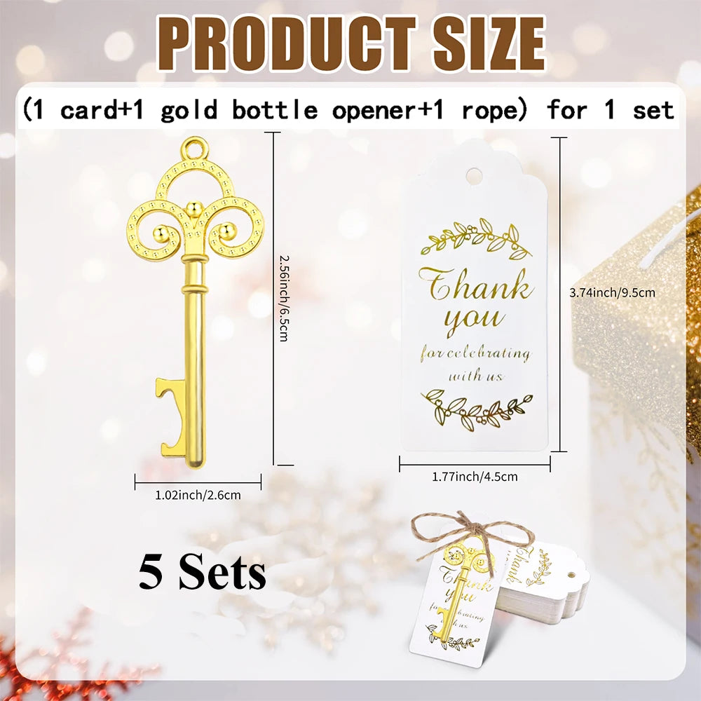 30/10/5Pcs Key Bottle Openers with Thank You Tag Vintage Beer Wine Opener Souvenir Gift for Guests Wedding Party Favors Zpaxo 5Pcs