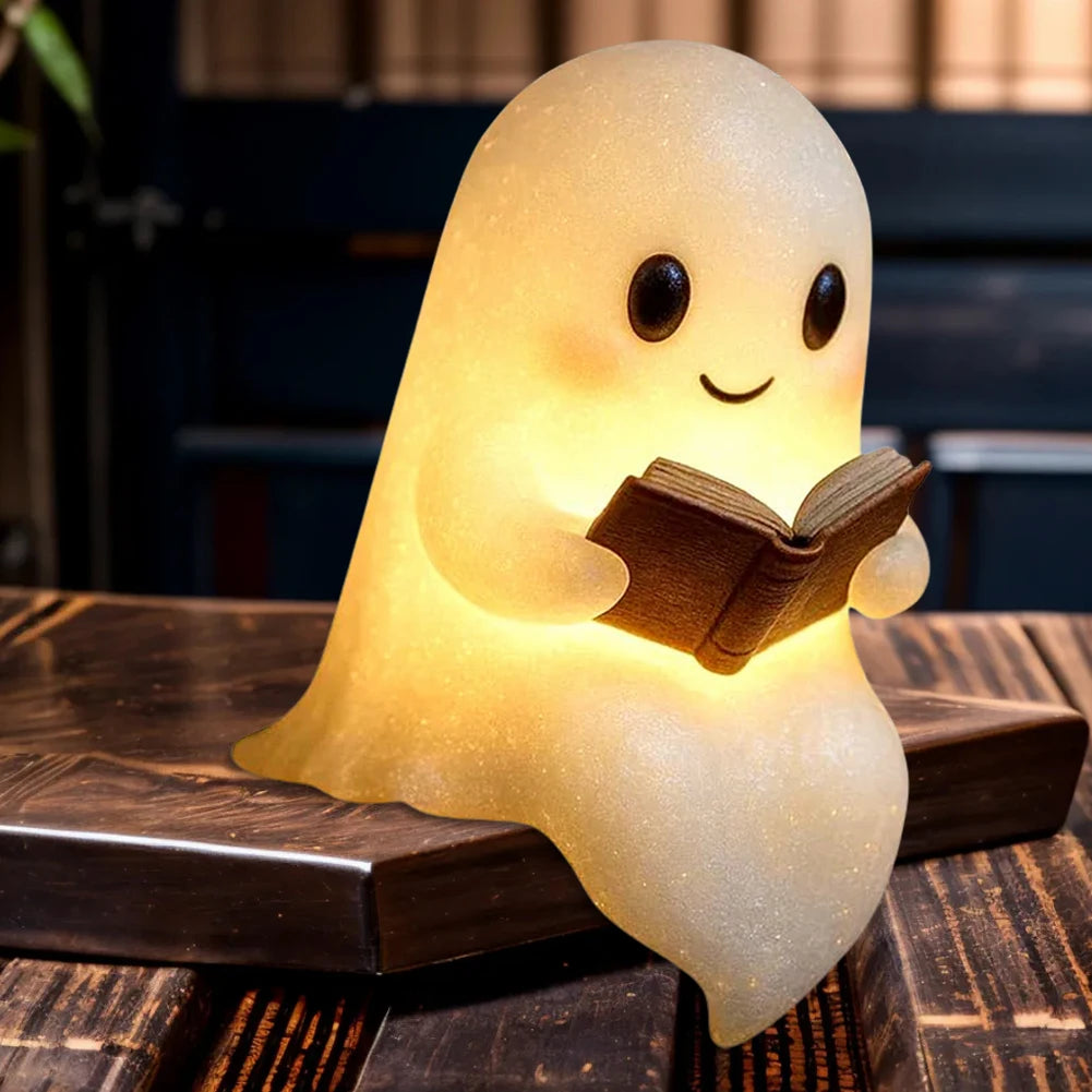 1 LED Cute Ghost Reading Book Lamp Halloween Night Light Decor