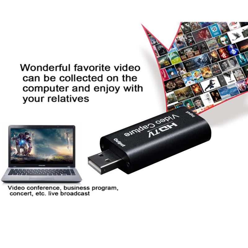 Video Capture Card Output 1080P Input 30Hz 30fps HDMI-Compatible Live Streaming Capturer USB 2.0 Grabber For Recorder Game Audio Zpaxo