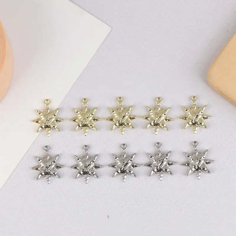 Simple Alloy Octagonal Star Pendant DIY Bracelets Necklaces Jewelry Zpaxo Random 10pcs