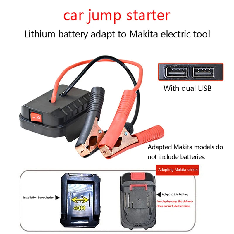 Black Red Igniter Jump Starter Lithium Battery Booster Cable Adapter