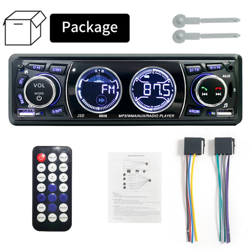 Hippcron Car Radio Audio 1din Bluetooth Stereo MP3 Player FM Receiver