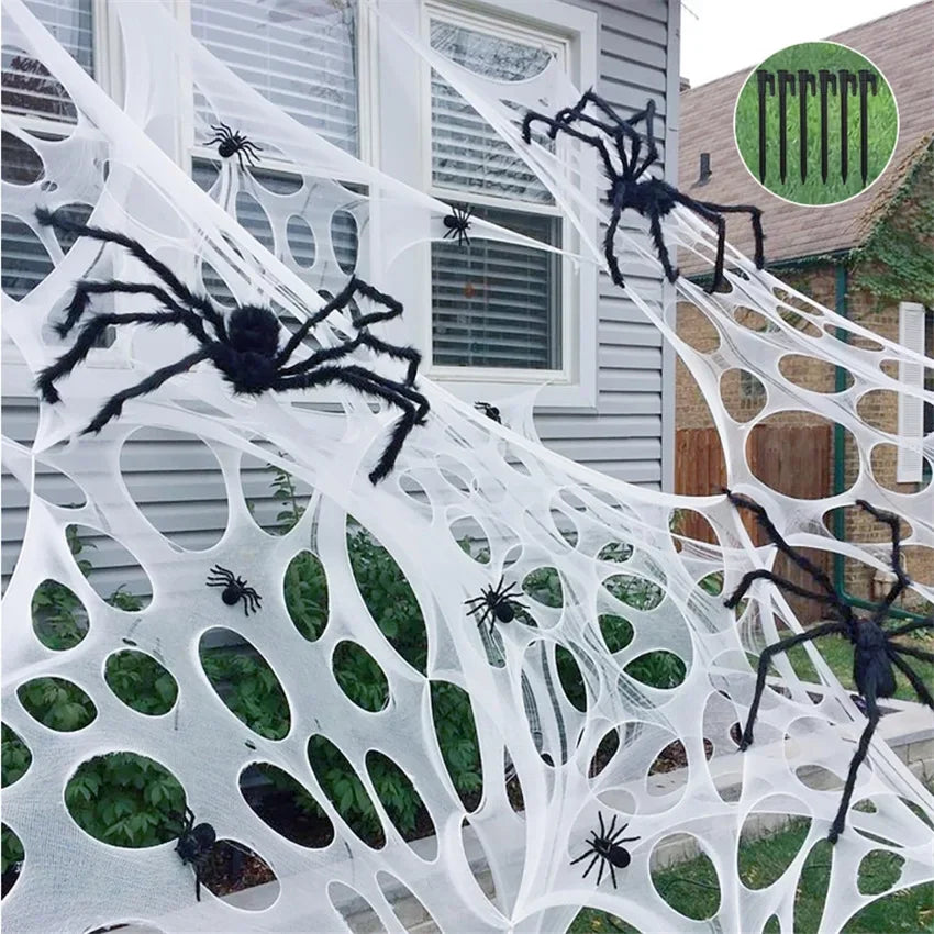 Halloween Decorations Outdoor Spider Web Cut Own Giant Stretchy Beef