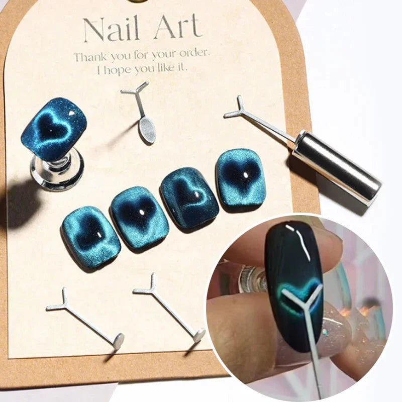 Cat Eye Nail Magnet Y-shape Wire Precision Heart Ingot Designs Zpaxo