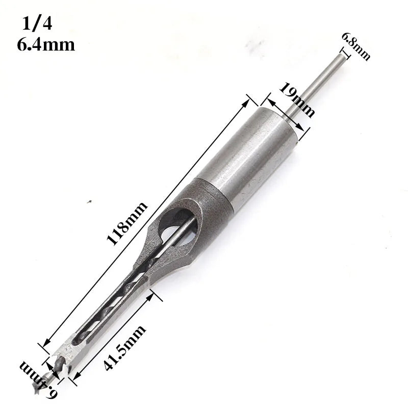 Woodworking Square Drill Bits HSS Twist Hole Auger Mortising Chisel Zpaxo 6.4mm