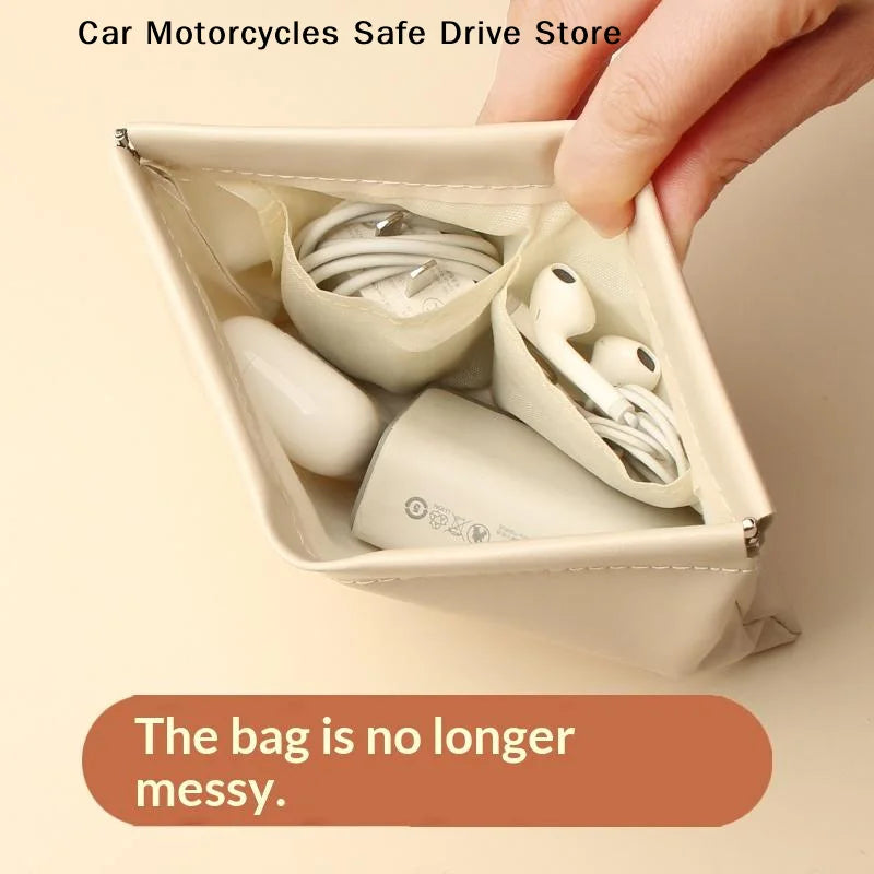 MStorage Bag Automatic Closure Wired Headphone Storage PU Coin Purse