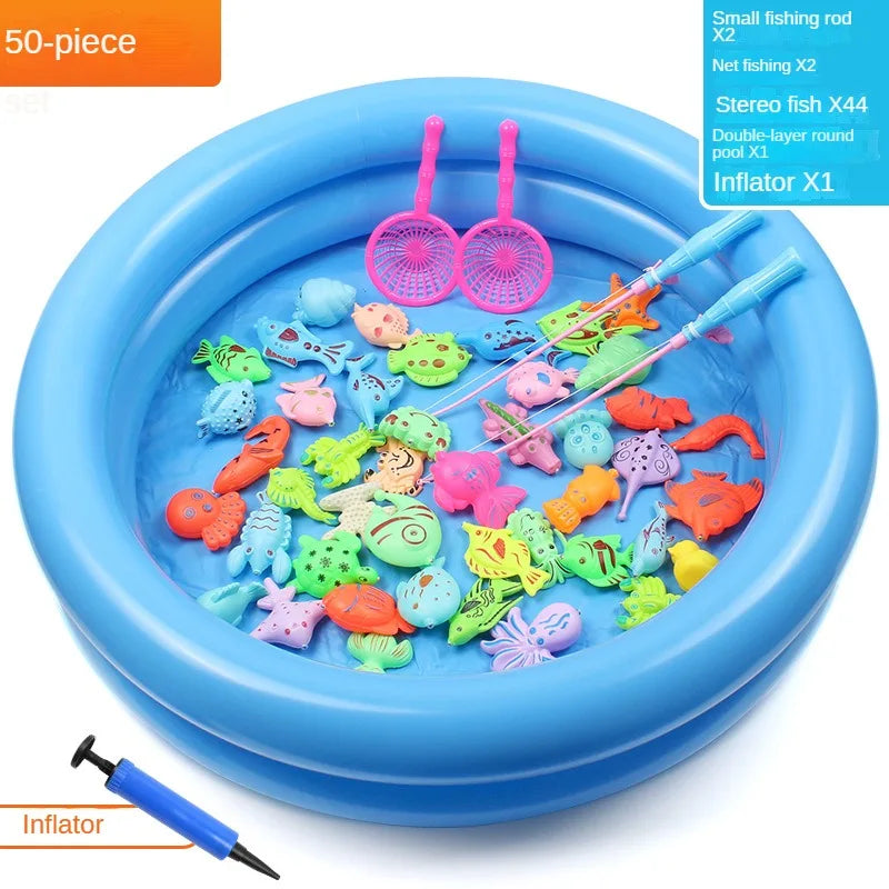 Magnetic Fishing Toy Pool for Boys and Girls, Fun Game for Playing Home, Summer Puzzle Square Night Market Stall Set Zpaxo suit D