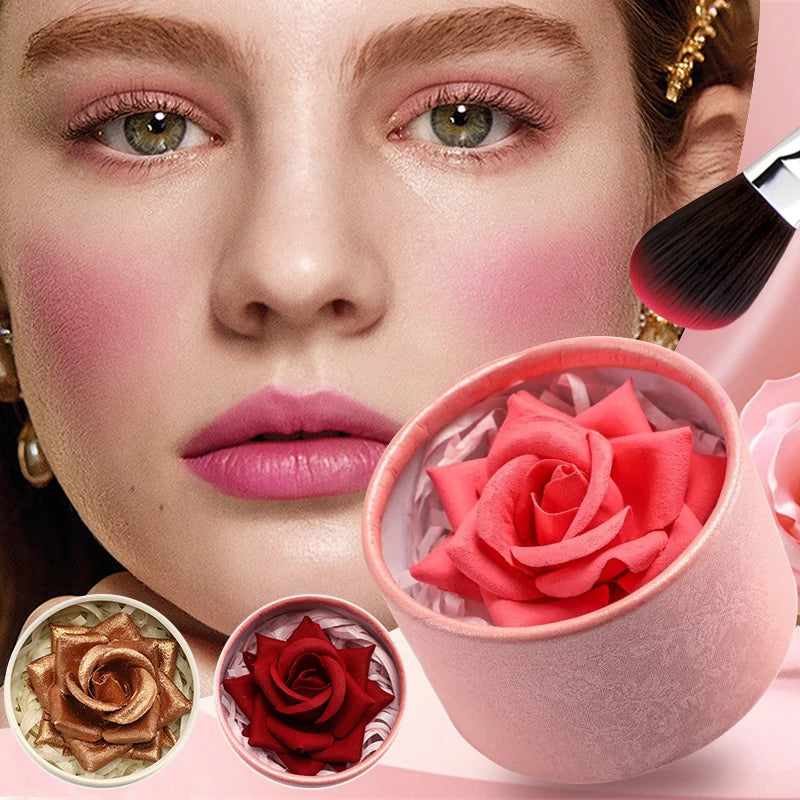 3D Rose Petal Blush Highlights Natural Makeup Brightening Cheek Long Lasting Waterproof Matte Highlighter Shimmer Blusher Makeup Zpaxo
