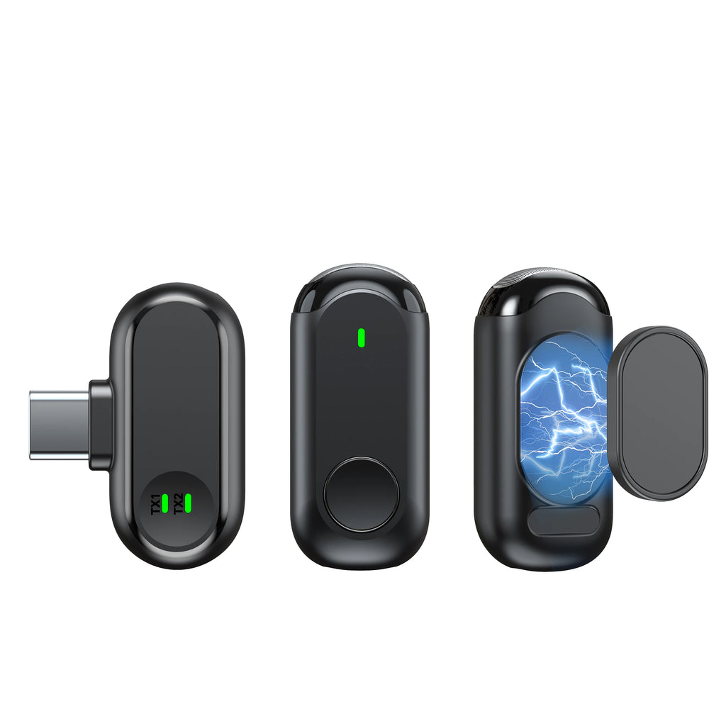 Mini Wireless Lavalier Microphone With AI Noise Reduction For iOS/Android Phone Laptop Clip Magnetic Vlog Audio Video Recording Zpaxo 2in1 For Type-C