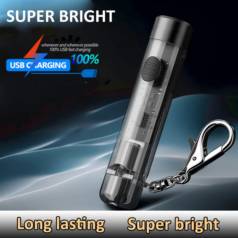 POCKETMAN Mini Keychain Flashlight – USB Rechargeable LED Torch
