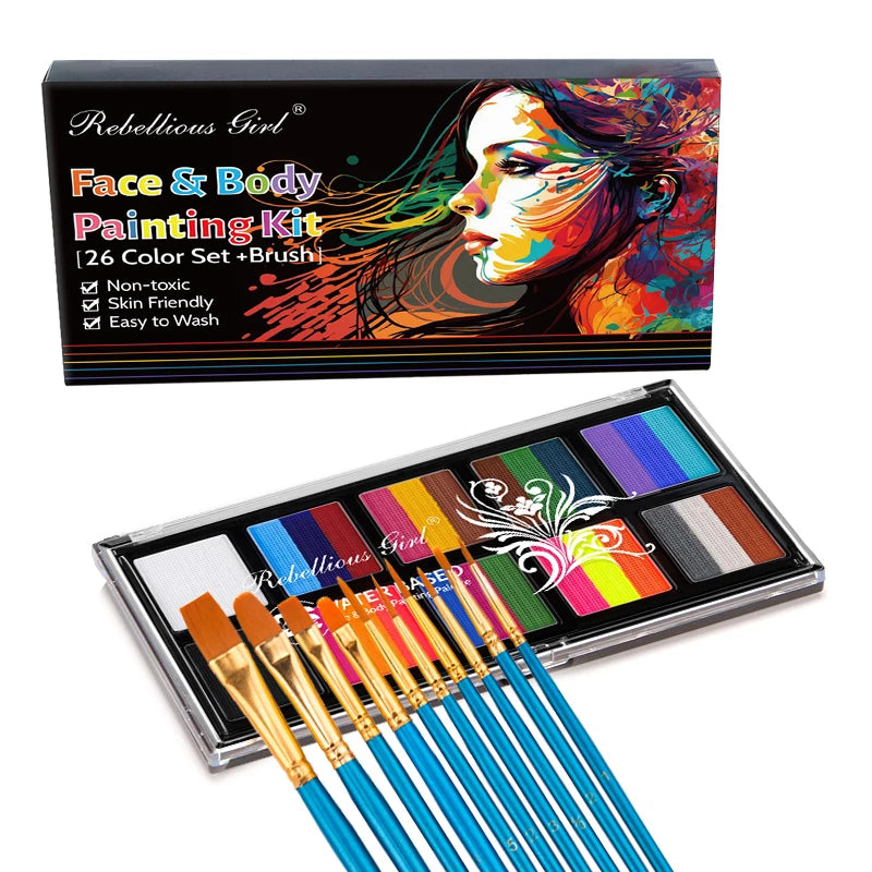 10 Grid 26 Colors Water-soluble Face Body Paint Palette Halloween Zpaxo