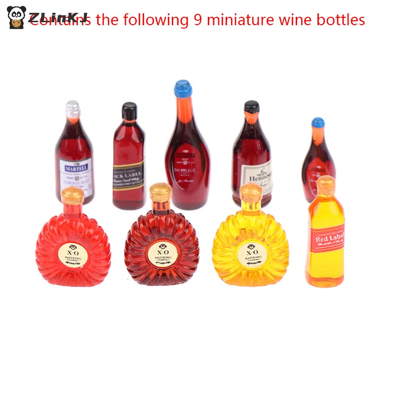 ▶9Pcs Doll House World Famous Foreign Wine XO Whiskey Miniature Food Play Zpaxo
