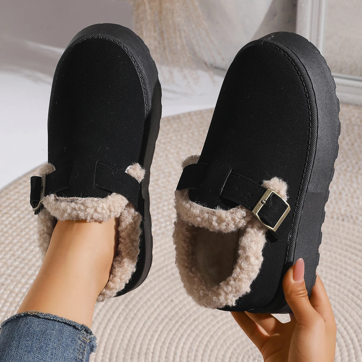 Women Snow Boots Lightweight Comfortable Ankle Boots Women Autumn Winter Shallow Shoes for Women Round Toe Casual Platform Boots Zpaxo black 36