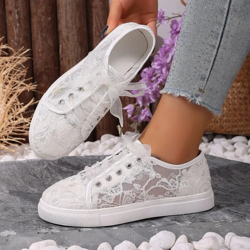 Women's Embroidery Breathable Comfortable Sneakers Women Fashionable Zpaxo WHITE 40