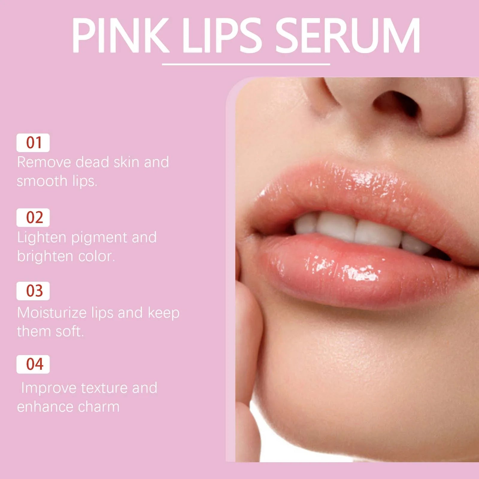 Pink Lip Serum Lip Plumping Essential Oil Lightening Dark Lip Remove Dead Skin Lip Lines Brighten Moisturizer Lip Balm Essence Zpaxo