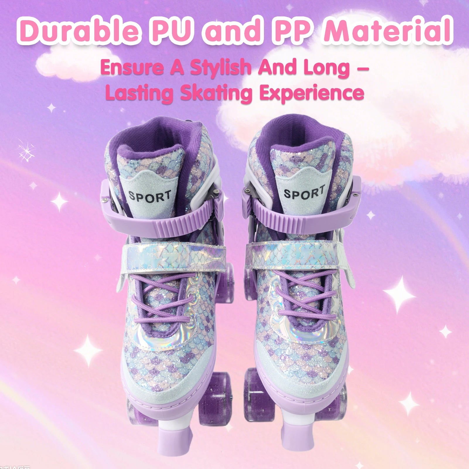 Kids Roller Skates Adjustable Flashing Wheel ABEC Bearing Triple