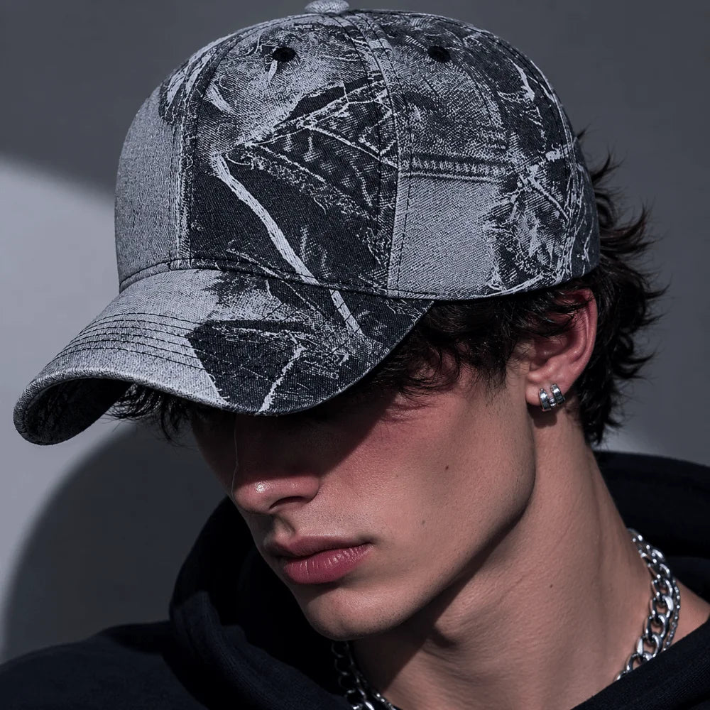 Washed Cotton Graffiti Print Baseball Cap Hip Hop Adjustable Streetwear Hats Abstract Sunscreen Sun Hat For Man Women Unisex Zpaxo