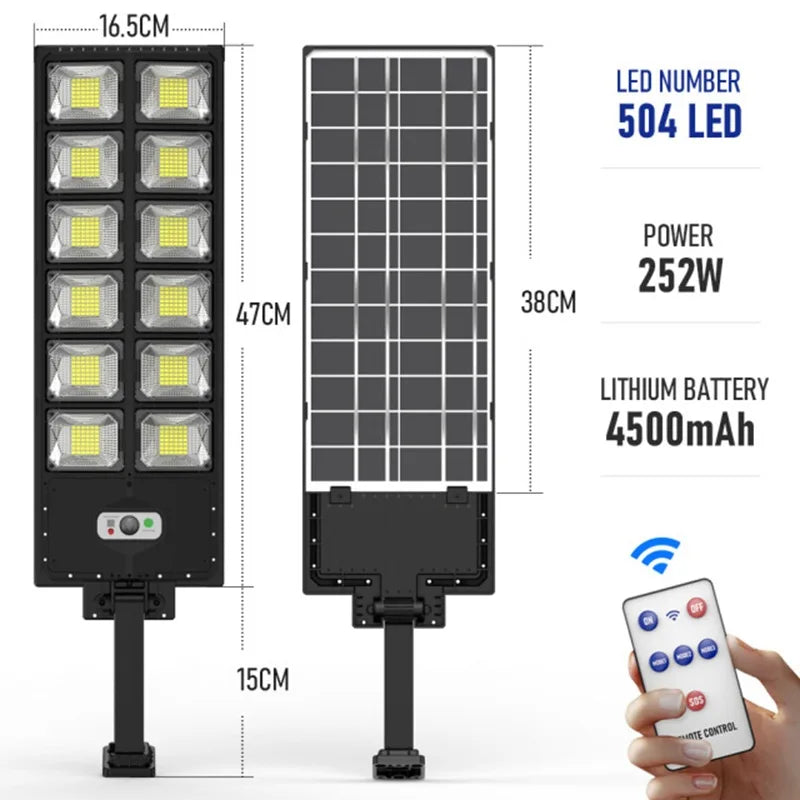 Outdoor Solar Street Light High Power with Solar Sensor Remote Control Wall Flood Light for Yard Garage Garden 504/336/240 LEDs Zpaxo 504LED-B6 China Mainland