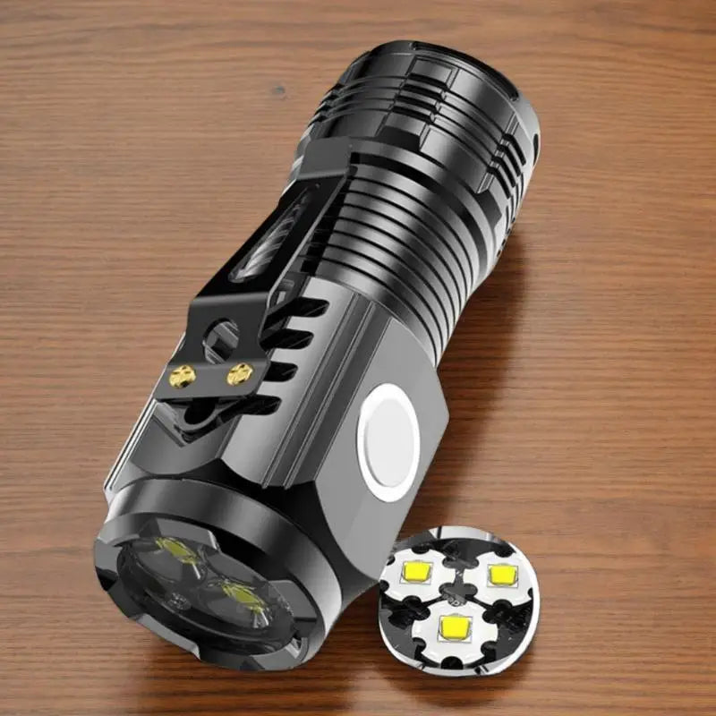 Compact LED Mini Flashlight Rechargeable Power 3-Eyed Tactical Torches Zpaxo
