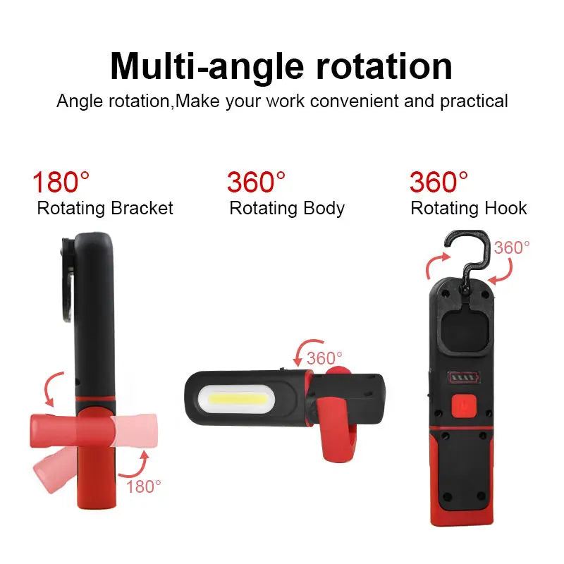 COB LED Work Light – 3 Modes, Magnetic & Rechargeable Torch