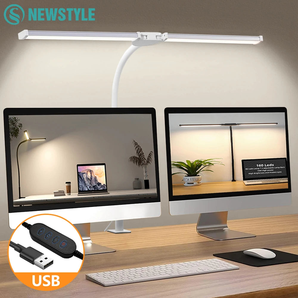 LED Eye-Caring Desk Lamp for Office Home Architect Lamp with Clamp Foldable Lighting Arm Flexible Gooseneck Study Table Lamp Zpaxo