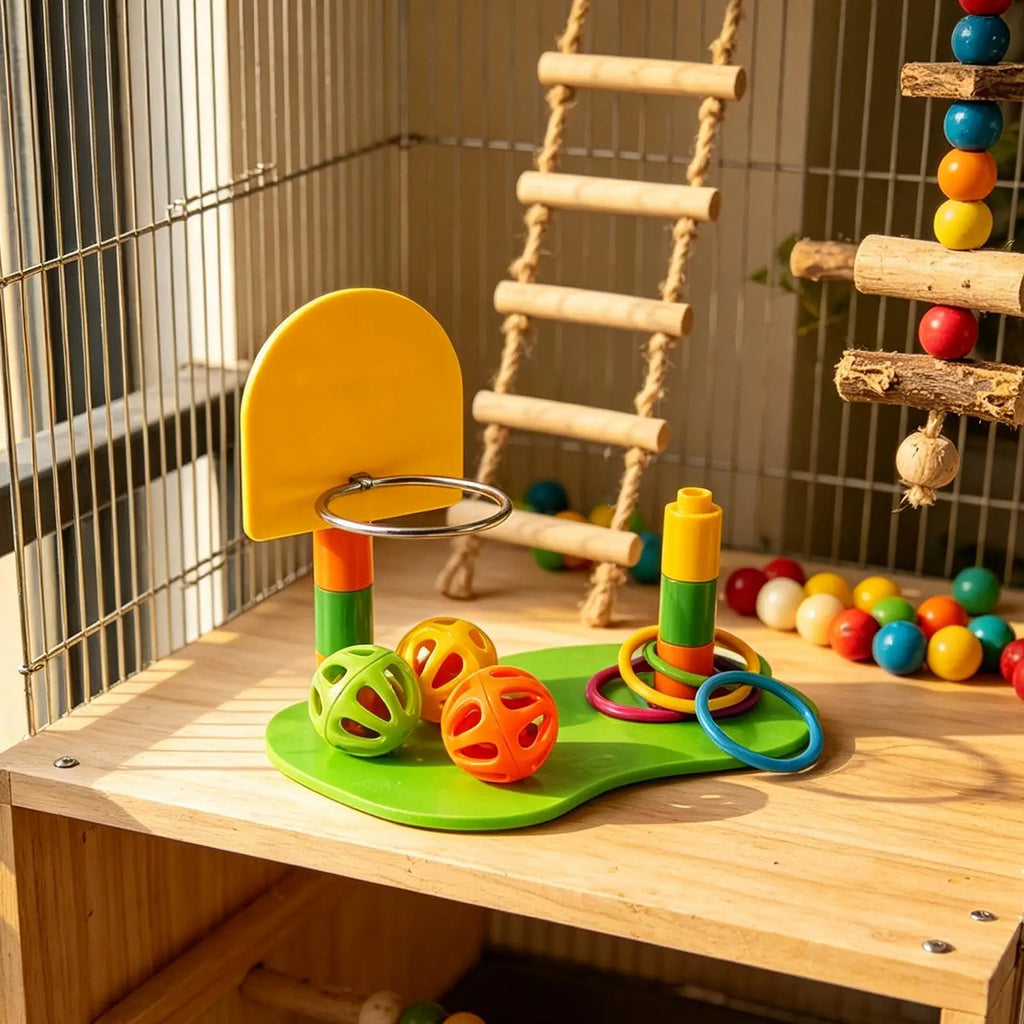 Cockatiel Toys Basketball Hoop Training Enrichment Pet Supplies Rack