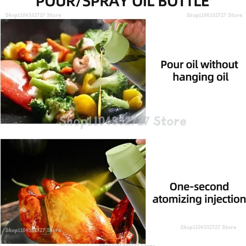 Oil Cruet Olive Oil Dispenser Sprayer for Cooking 2 in 1- Spray and Pour Dark Green Oil Sprayer Bottle 500ml Spice Rack Zpaxo