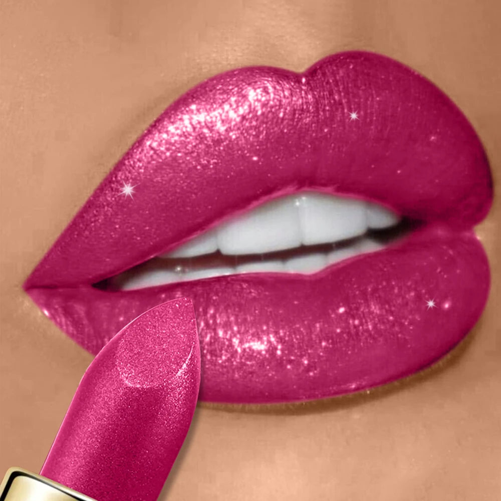 Pearlescent Glitter Lipstick Metallic Waterproof Long Lasting Matte Zpaxo 06