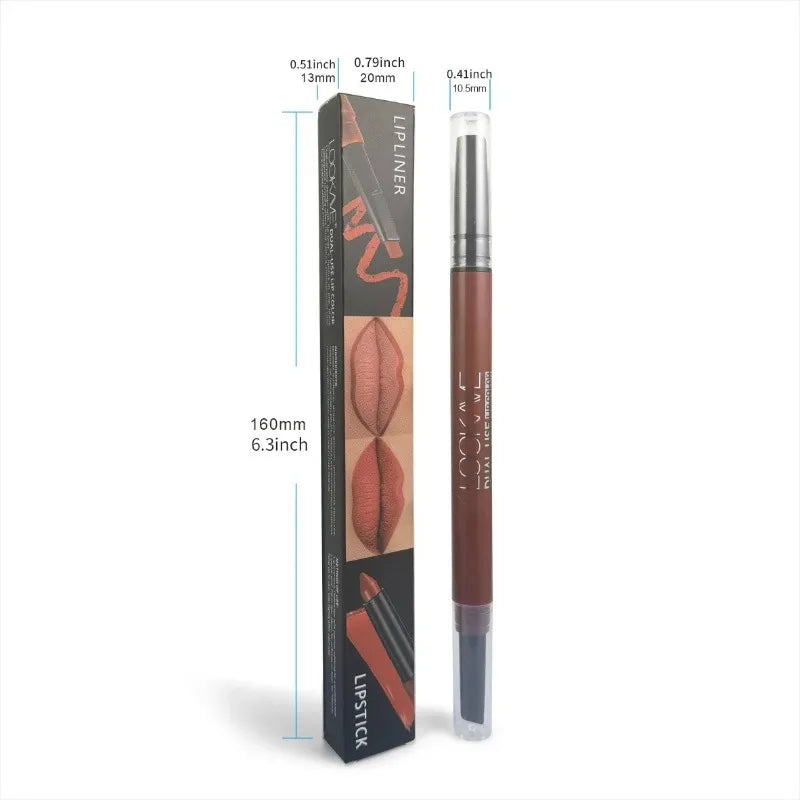 2-in-1 Lip Liner Lipstick Pen Waterproof Long-lasting Pigment Pencil