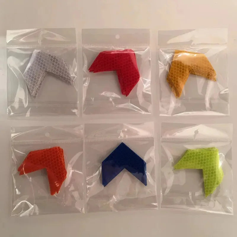 10-Pack Reflective Arrow Safety Stickers – Car, Bike & Moto