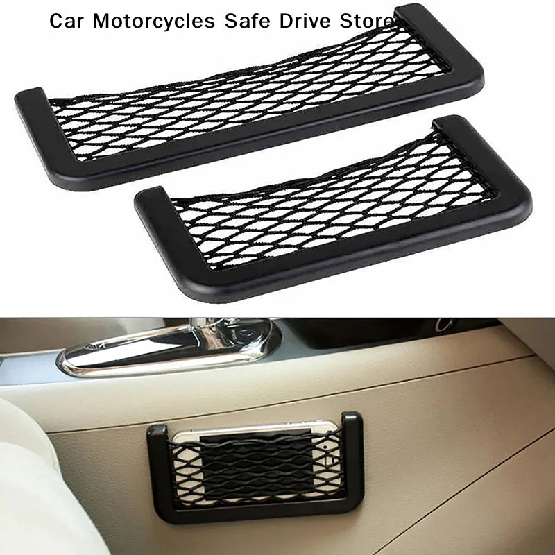 Car Storage Net Stretchable Mesh Pocket Magic Elastic Sticker