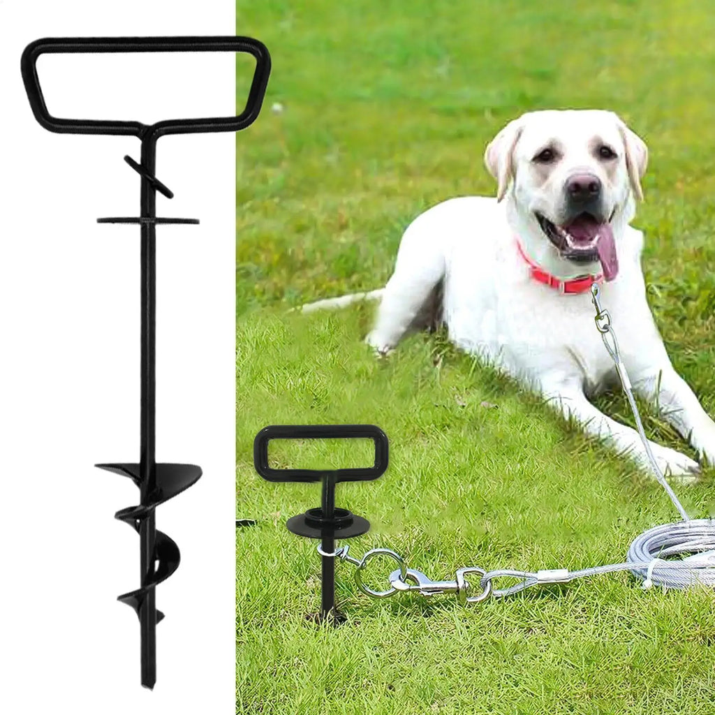 Dog Stake Heavy Duty Strong Grip Iron Strap Ground Garden Beach