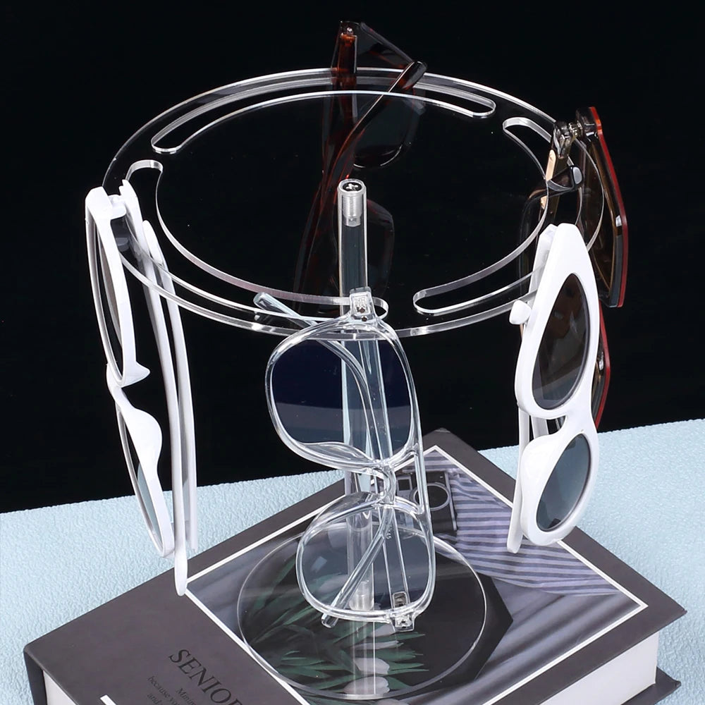 Acrylic Sunglasses Holder Stand 360 Rotating Eyeglasses Display Rack Tabletop Glasses Storage Organizer Zpaxo